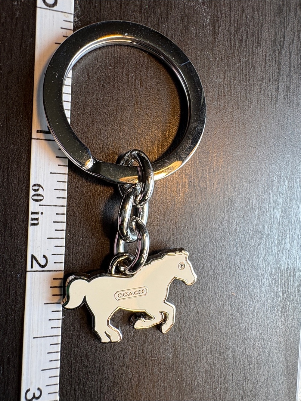 Coach White Horse Charm Keyring